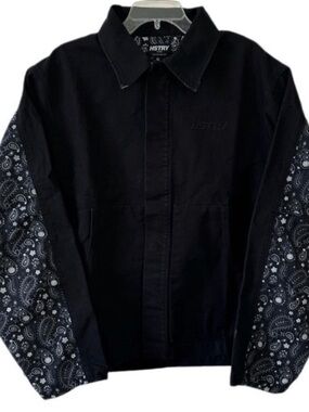**NEW** HSTRY Black Jacket with Paisley Sleeve Panels sz M